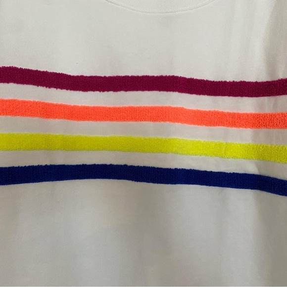 NWT Loft Lou Grey White With Rainbow Cotton Terry Stripe Sweatshirt Top Sz Small - Picture 4 of 6